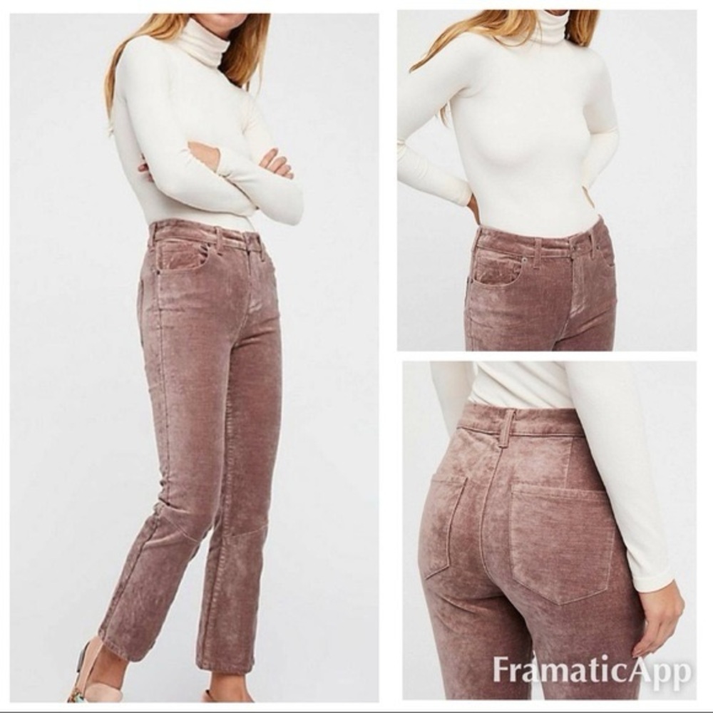 FREE PEOPLE VELVET CROPPED FLARE PANTS